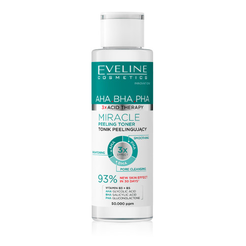 Eveline 3 X Acid Therapy AHA BHA PHA Miracle Peeling Face Toner