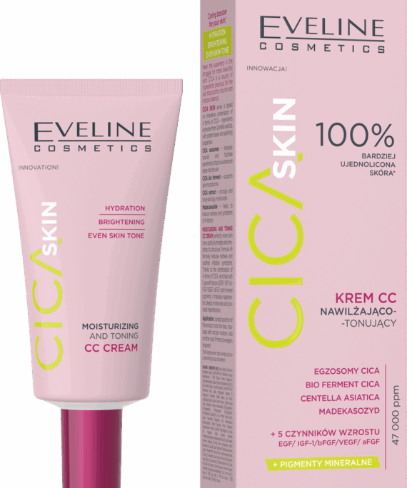 Eveline Cica Skin CC Cream Moisturizing and Toning Evens Out Skin Tone